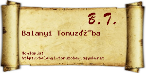 Balanyi Tonuzóba névjegykártya
